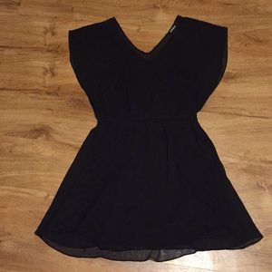 Black dress with sheer overlay flutter sleeve